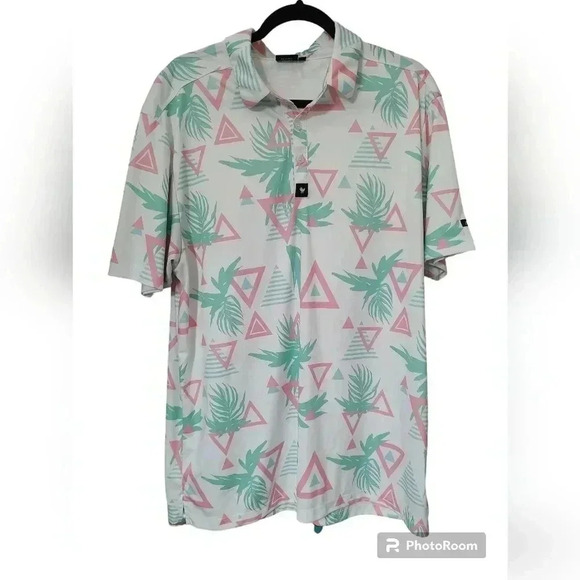 Bad Birdie Men’s Tech Golf Polo Shirt. Tropical Pattern. XXL - Picture 1 of 4